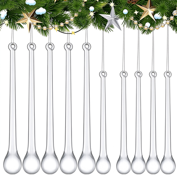 10Pcs Christmas Crystal Raindrops Hanging Pendants