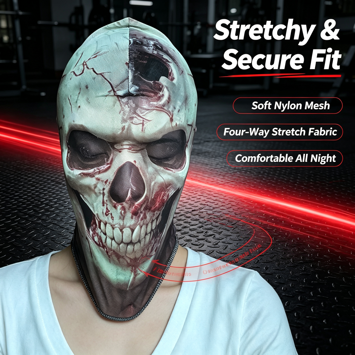 Halloween Full-Head Breathable Transparent Face Mask