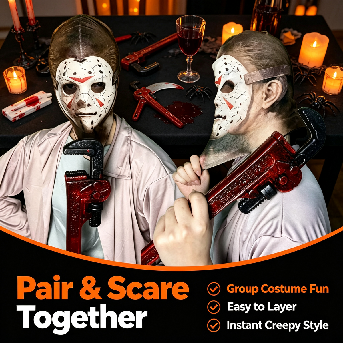 Halloween Full-Head Breathable Transparent Face Mask
