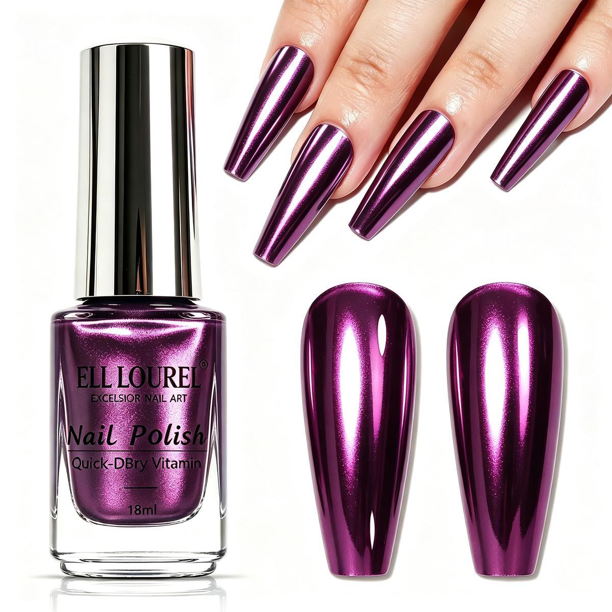 Silver Mirror Nail Polish, Quick Dry Metallic Nail Polish High Shine