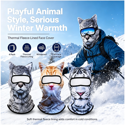 3D Printed Warm Fleece Lining Breathable Polyester Ski Mask