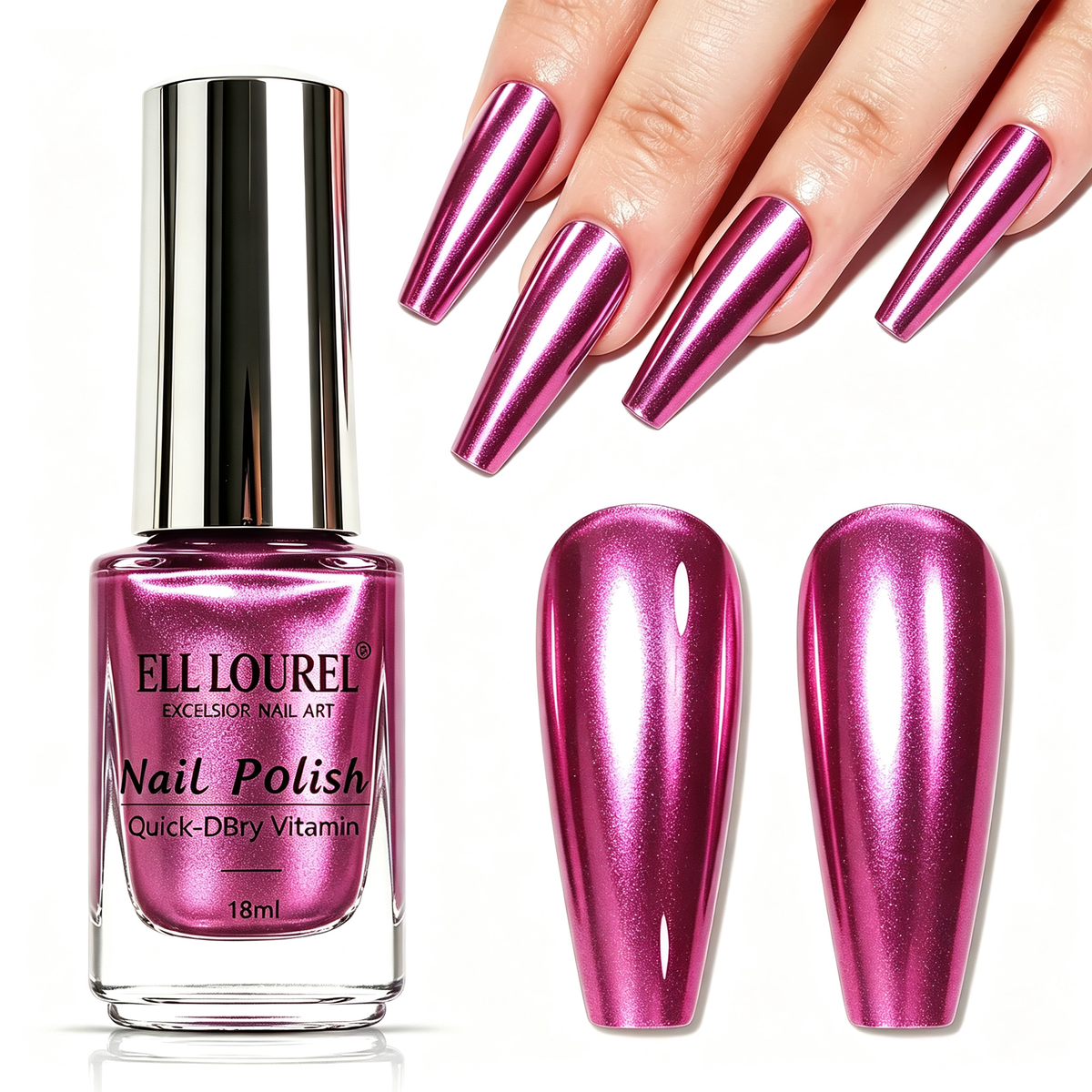 Silver Mirror Nail Polish, Quick Dry Metallic Nail Polish High Shine