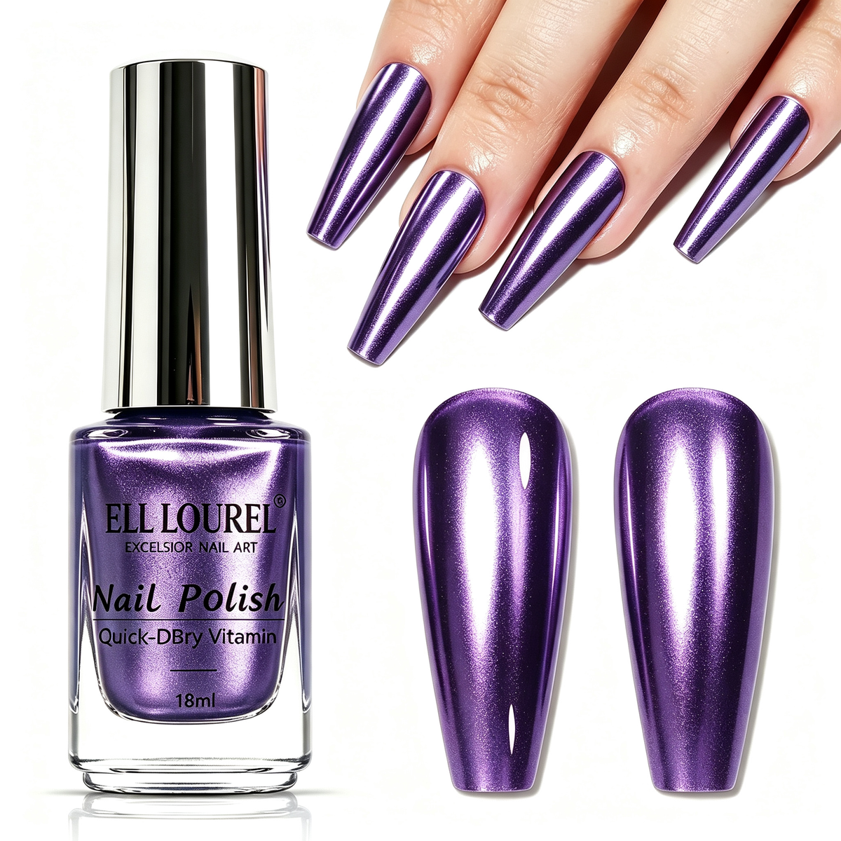 Silver Mirror Nail Polish, Quick Dry Metallic Nail Polish High Shine