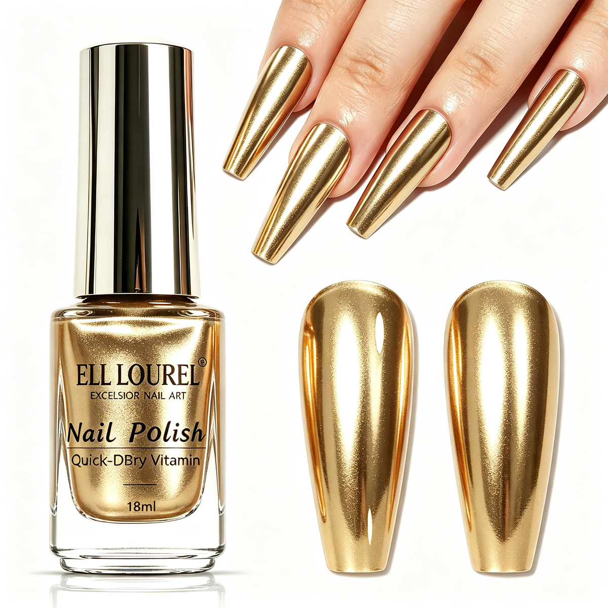 Silver Mirror Nail Polish, Quick Dry Metallic Nail Polish High Shine