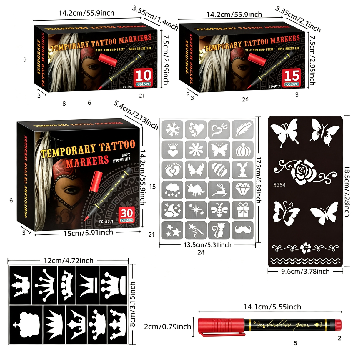 Cosmetic Grade Temporary Tattoo Markers For Skin