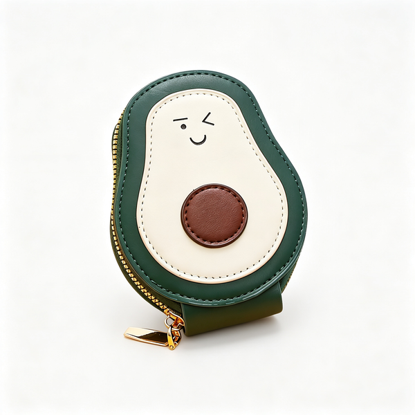 Wallet Card Holder, Cute Avocado Small Minimalist Leather Credit