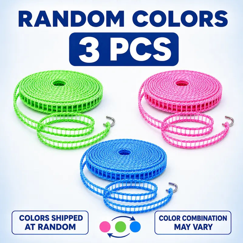 3-Pack Of Windproof Nylon Clotheslines