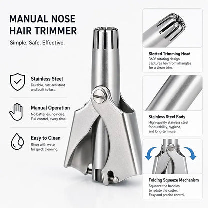 4Pack Manual Nose Hair Trimmer, Stainless Steel  with Cleaning Brush
