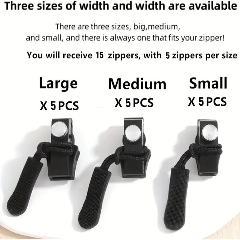 15Pcs Zipper Repair Tool | 3 Sizes, Replace Zippers Without Tools