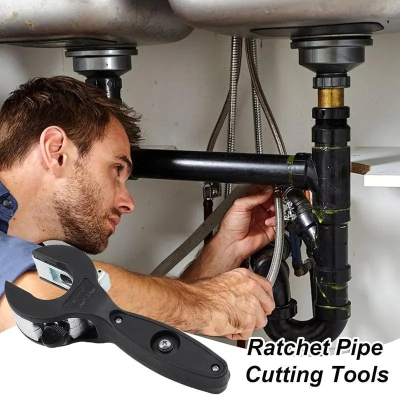 Ratchet-Type Pipe Cutter - One-Handed Pipe Cutting Tool