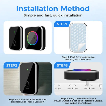 Wireless Home Security Door Bell Ringer - Waterproof,Adjustable Volume