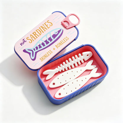 Sardines Travel Jewelry Case with 3 Fish-Shaped Holders