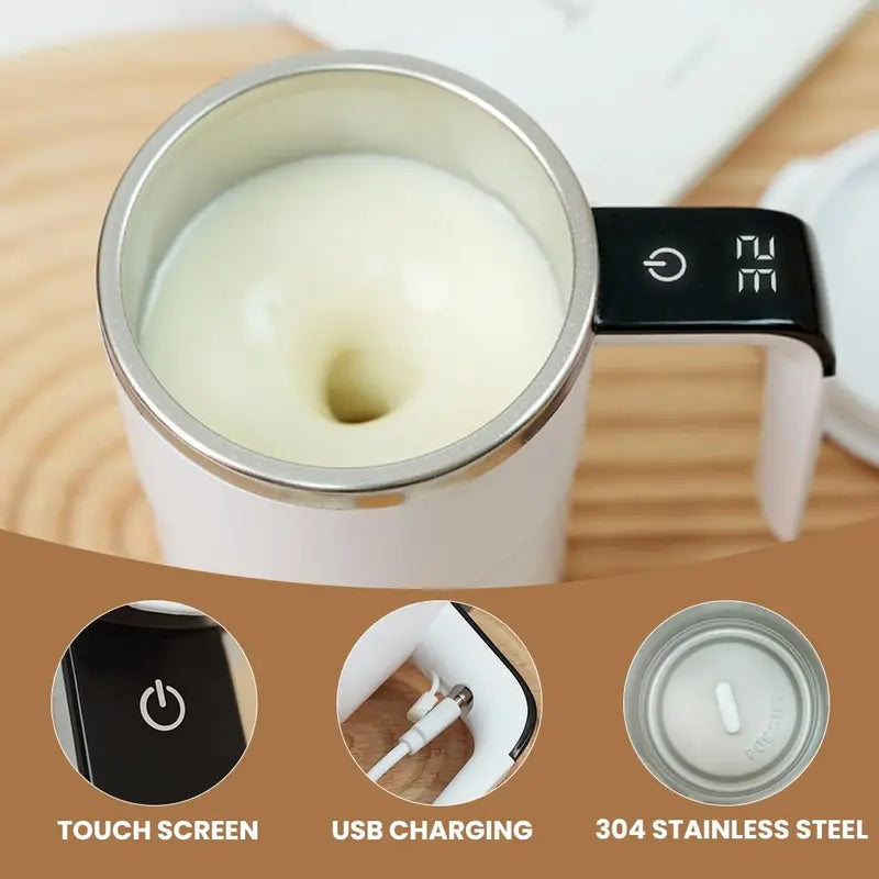 Rechargeable Self-Stirring Coffee Mug, Temperature Display ,304 Stainless Steel,Leak-Proof