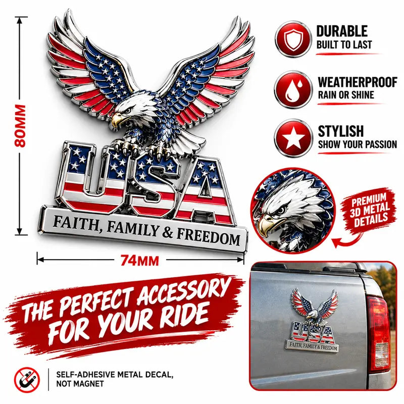 3D Metal Eagle Emblem Sticker with  Adhesive