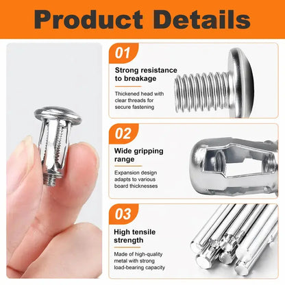 Heavy-Duty Carbon Steel Button Rivet Locking Nuts Set-30 Pcs