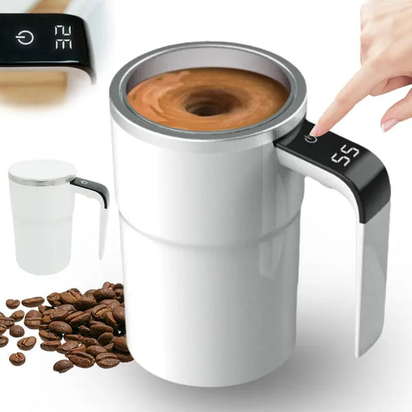 Rechargeable Self-Stirring Coffee Mug, Temperature Display ,304 Stainless Steel,Leak-Proof