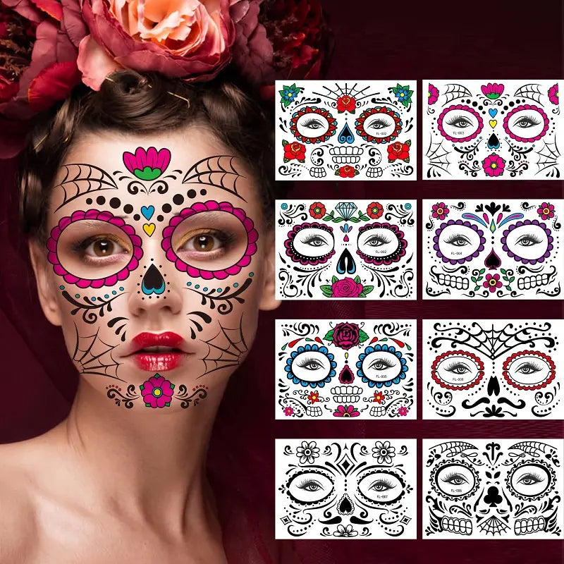 Mexican Day Of The Dead Temporary Facial Tattoo Stickers