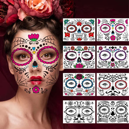 Mexican Day Of The Dead Temporary Facial Tattoo Stickers
